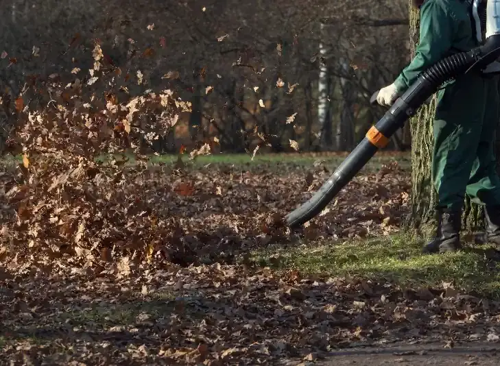 Crew member using leaf blower — Charlottesville VA